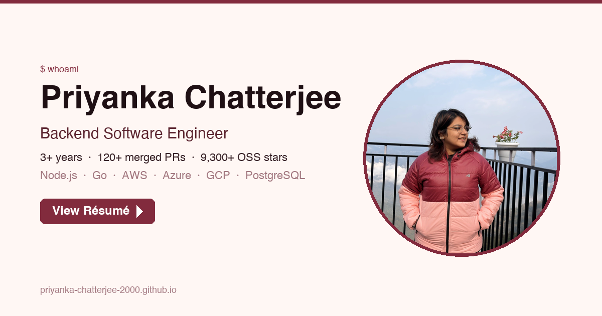 Priyanka Chatterjee · Backend Software Engineer · Cloud